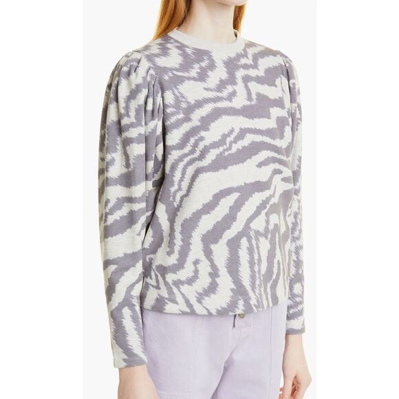 Ted Baker Small (2-4) Satrice Zebra Stripe Cotton Blend Top gray sweater cozy - Picture 2 of 9